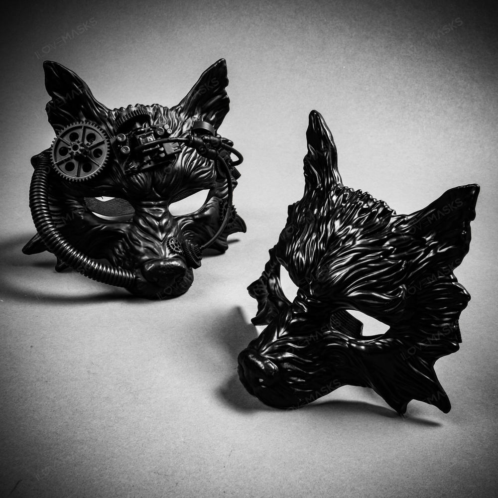 Wild Wolfs Steampunk Black Masquerade Couple Party Masks